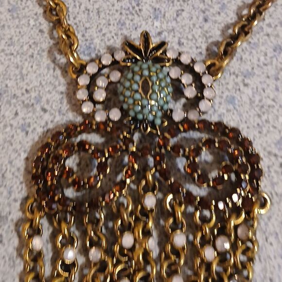 🩷PLUNDER Pineapple Women's Rhinestone and Truquoise Beaded Necklace 31 1/2" - Picture 5 of 6